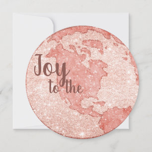 Joto the World Rose Gold Glitzer Pink Foil Xmas Feiertagskarte