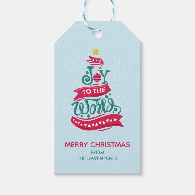 Joto the World Weihnachtsziffer Typografie Geschenkanhänger (Vorderseite)