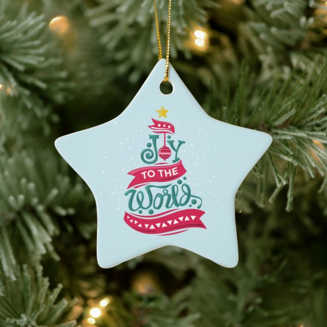 Joto the World Weihnachtsziffer Typografie Keramik Ornament (Baum)