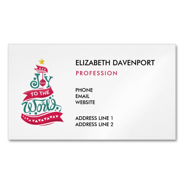 Joto the World Weihnachtsziffer Typografie Magnetische Visitenkarte (Vorderseite)