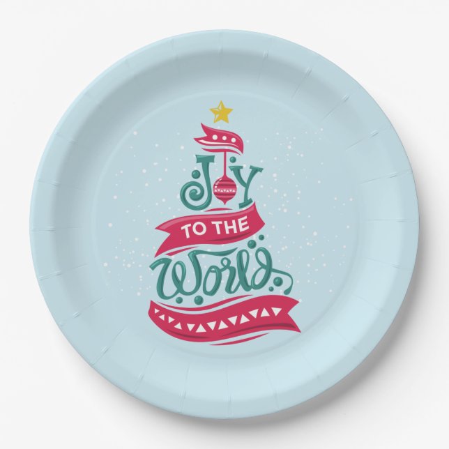 Joto the World Weihnachtsziffer Typografie Pappteller (Vorderseite)