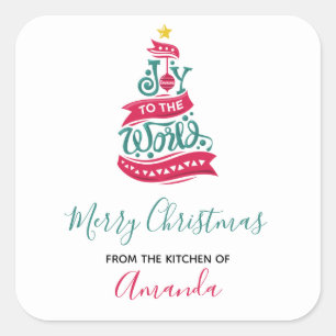 Joto the World Weihnachtsziffer Typografie Quadratischer Aufkleber
