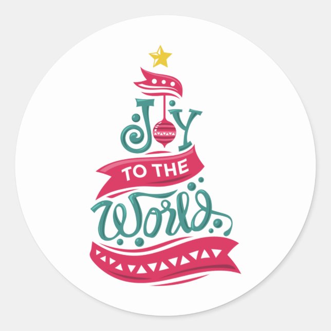 Joto the World Weihnachtsziffer Typografie Runder Aufkleber (Vorderseite)