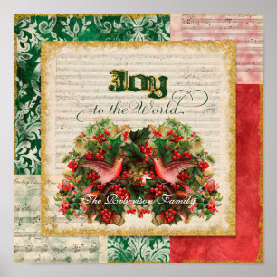 Joto World Vintage Christmas Carol Sheet Music Poster