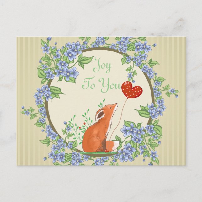Joto You Fox Holiday Postcard Postkarte (Vorderseite)