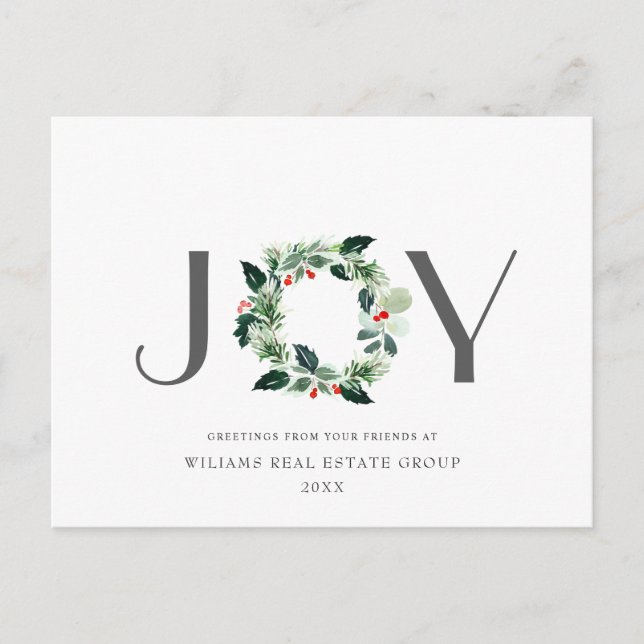 Joty Festive Holly Berry Weihnachtsgrüße Urlaub Postkarte (Vorderseite)
