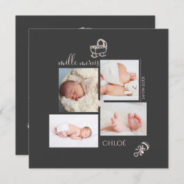 Jouets Rose Pâle Remerciement Naissance Fille-Kart Einladung