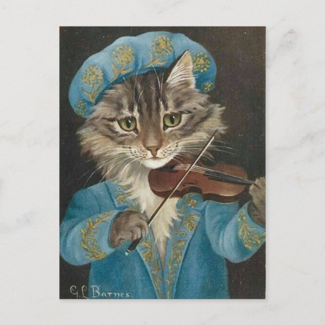 Joueur de violon Chat Postkarte (Vorderseite)