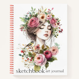 Journal Art Skizzenbuch Frauen mit Rosen-Kranz V01 Notizbuch