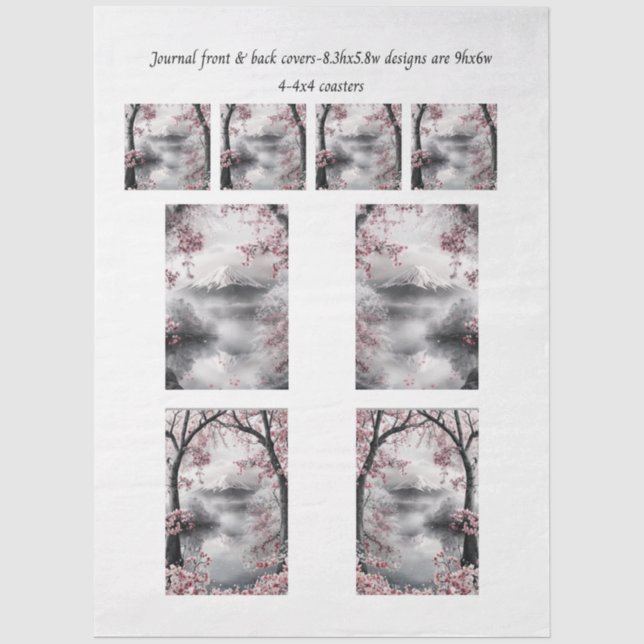 Journal-Cover Mount Fuji Kirschblüten-Untersetzer  Seidenpapier (Vorderseite)