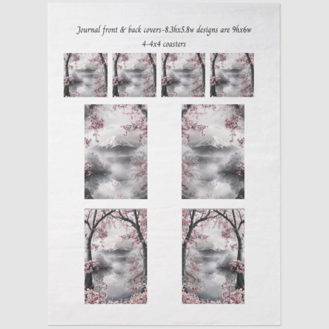 Journal Covers Mount Fuji Cherry Blossom Coasters  Seidenpapier (Vorderseite)