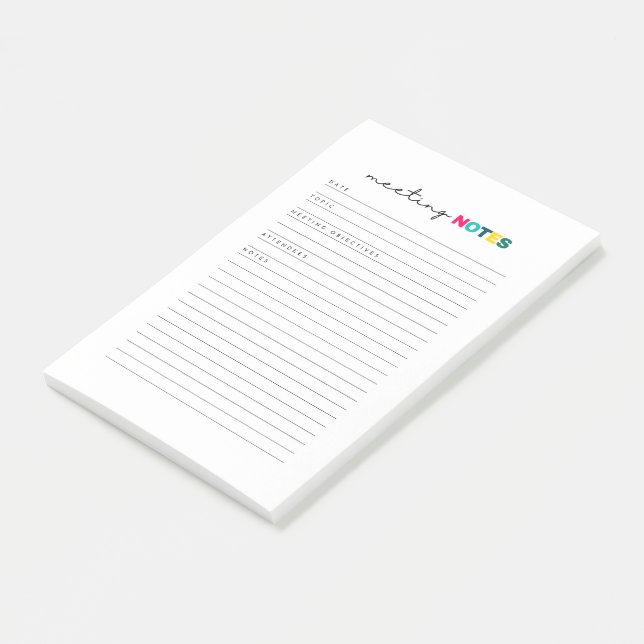 Journal "Meeting Notes" Post-it Klebezettel (angewinkelt)