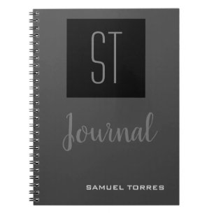 Journal Mit Monogramm Personalisiert Grey Black Mo Notizblock