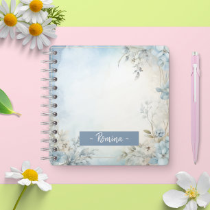 JOURNAL MUTED blauen Blumen kundenspezifische Spir Notizbuch