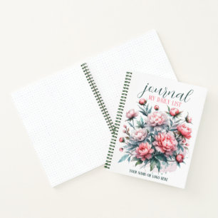 Journal My Daily List Wasserfarbe Sketch Peonies Notizbuch