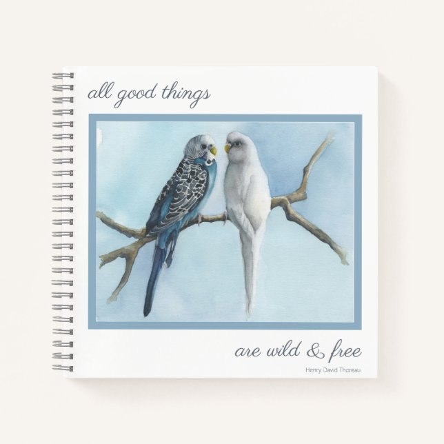 Journal Note Birds Budgies Sketch Buch schreiben T (Vorderseite)