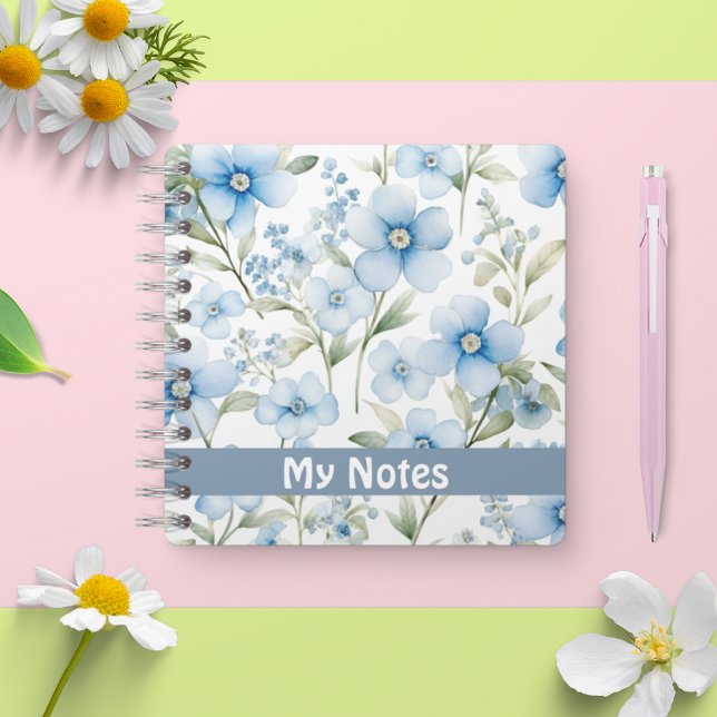 JOURNAL Watercolor blue blüht individuelles Notebo Notizbuch (JOURNAL Watercolour blue flowers custom notebook)