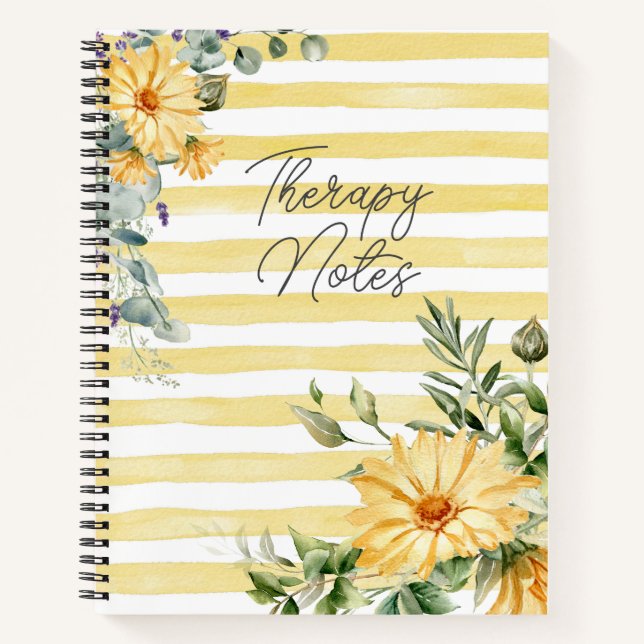 Journal "Yellow Wildblume Therapy Notes" Notizbuch (Vorderseite)