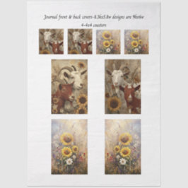 Journalhüllen Rustikaler Charme Ziege Sonnenblumen Seidenpapier
