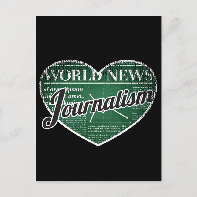 Journalismus Retro Heart Blackboard Liebe Postkarte (Vorderseite)