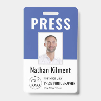 Journalist Pressepass Foto Name Logo ID Blau Ausweis