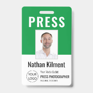 Journalist Pressepass Foto Name Logo ID Grün Ausweis