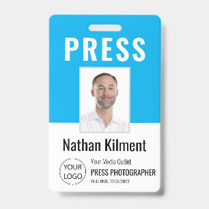 Journalist Pressepass Foto Name Logo ID Himmelblau Ausweis