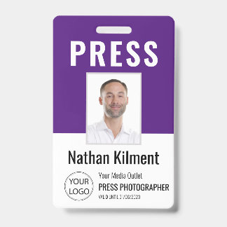 Journalist Pressepass Foto Name Logo ID Lila Ausweis