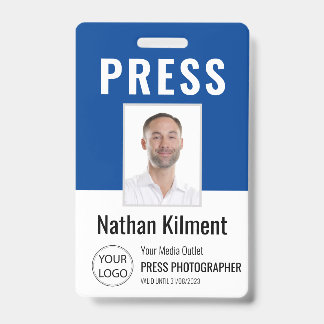 Journalist Pressepass Foto Name Logo ID Navy Blau Ausweis