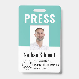 Journalist Pressepass Foto Name Logo ID Türkis Ausweis