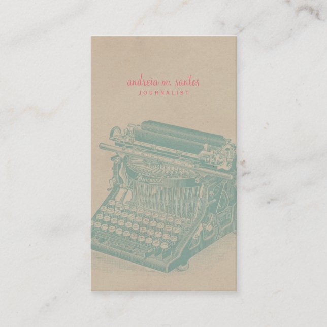 Journalist-Vintage Schreibmaschinen-cooles Visitenkarte (Vorderseite)