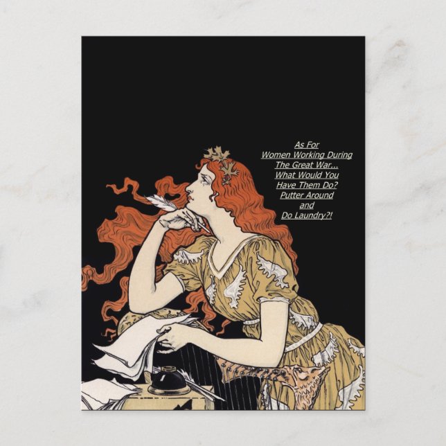 Journalistin an ihrem Schreibtisch Postkarte (Vorderseite)