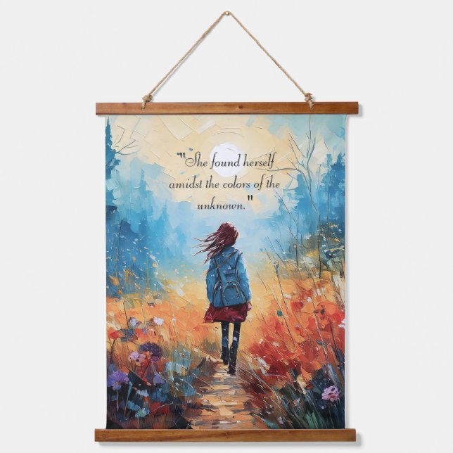 "Journey Through the Wildblumen" benutzerdefinierb Wandteppich Mit Holzrahmen (Vorderseite)