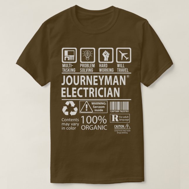 Journeyman Electrician MultiTasking Certified Job T-Shirt (Design vorne)