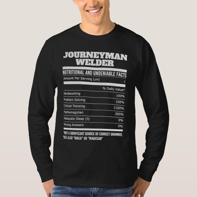 Journeyman Welder Nutritional Facts for a Patrioti T-Shirt (Vorderseite)