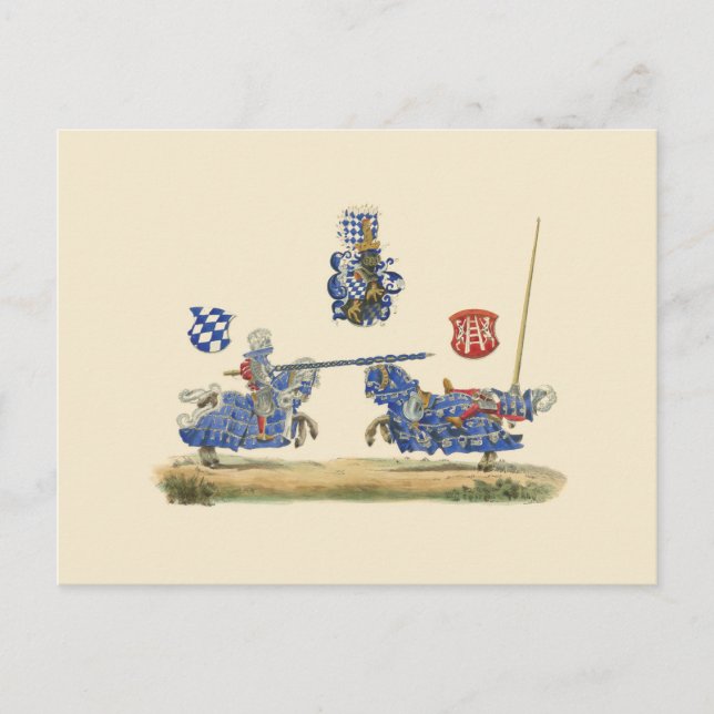 Jousting Knights - Mittelalterliches Thema Postkarte (Vorderseite)