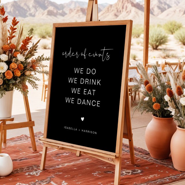 JOVI Black Edgy Wedding Order of Events Poster (Von Creator hochgeladen)