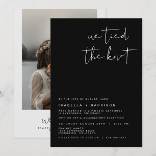 JOVI Black Modern Edgy Foto Elopement Empfang Einladung