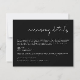 JOVI Black Modern Minimalistisch Wedding Details C Einladung