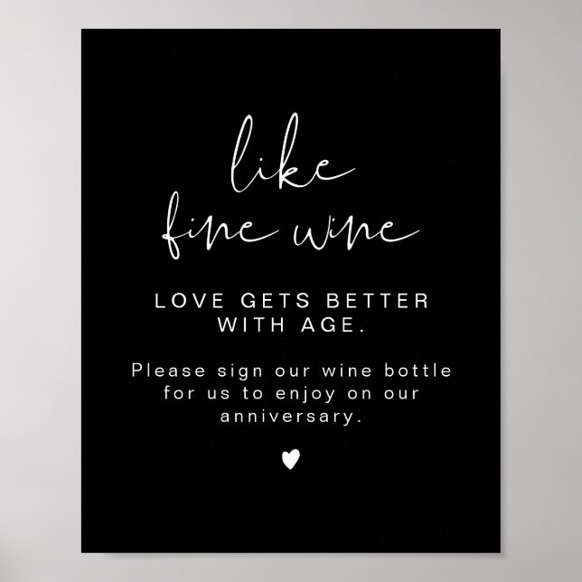 JOVI Black Modern Wine Wedding Gästebuchssign Poster (Vorne)