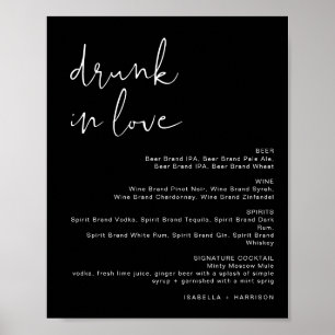 JOVI Edgy Black Betrunken in Liebe Bar Menu-Signat Poster