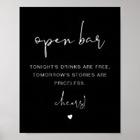 JOVI Edgy Black Boho Funny Open Bar Sign