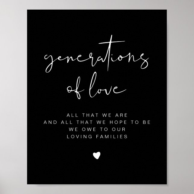 JOVI Edgy Black Generations of Liebe Wedding Sign Poster (Vorne)