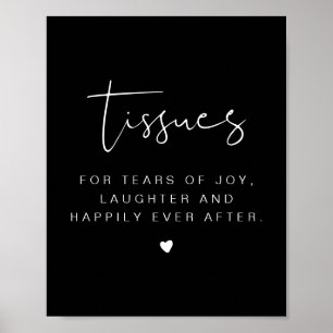 JOVI Edgy Black Minimalistisch Tissue Wedding Sign Poster