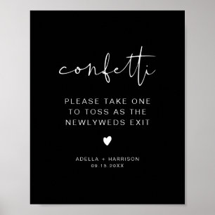 JOVI Edgy Black Modern Confetti Toss Sign Poster