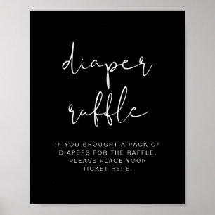 JOVI Edgy Black Modern Diaper Raffle Game Sign Poster