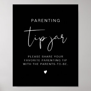 JOVI Edgy Black Modern Tipp Jar und Advice Sign Poster