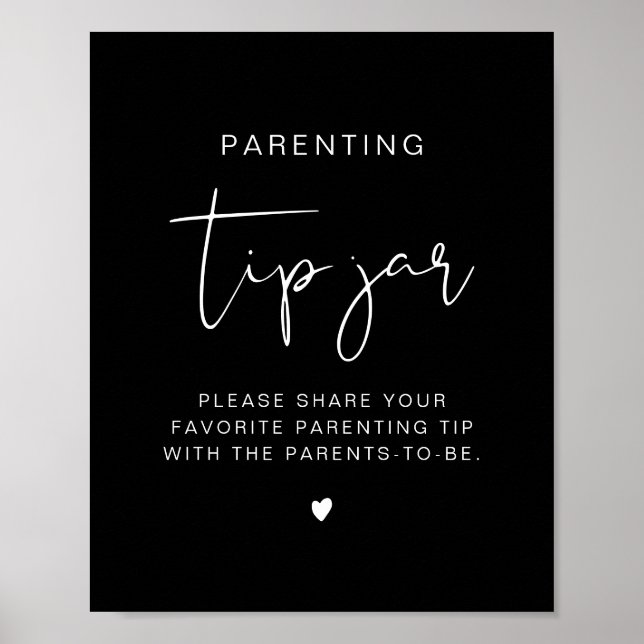 JOVI Edgy Black Modern Tipp Jar und Advice Sign Poster (Vorne)