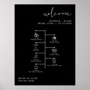 JOVI Edgy Black Modern Wedding Icon Timeline Poster