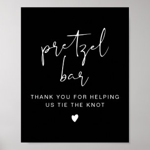 JOVI Edgy Minimalistisch Black Pretzel Bar Sign Poster